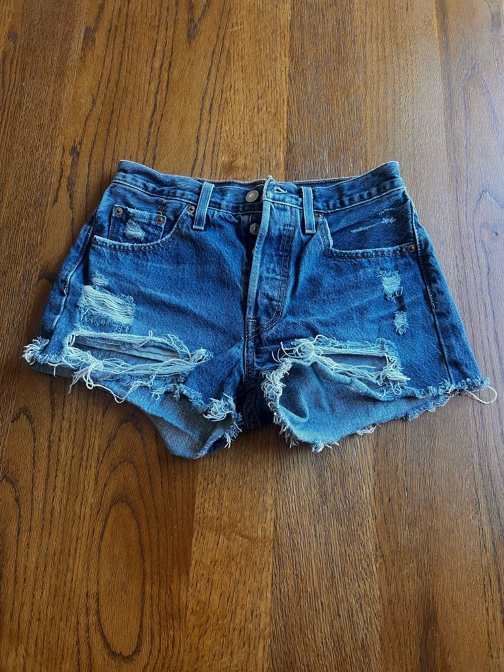 Levi's Distressed Denim Cutoff Shorts - Blue